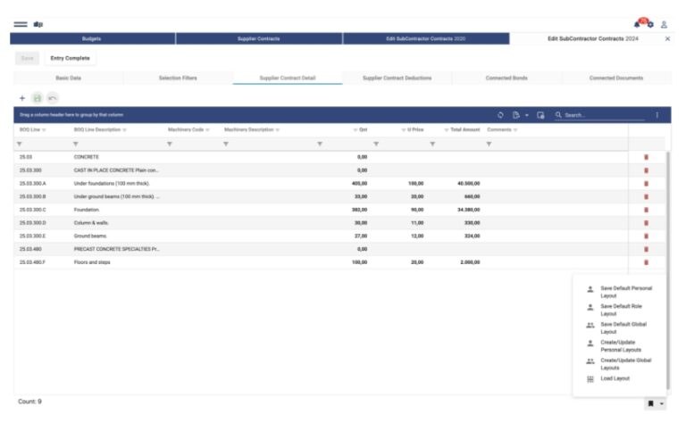 Subcontractor Interface Matrix Subcontractors Management Module | ProjectVIEW ERP